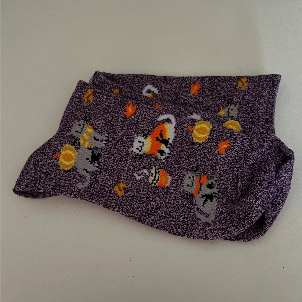 Purple Cat Fall Patterned Socks